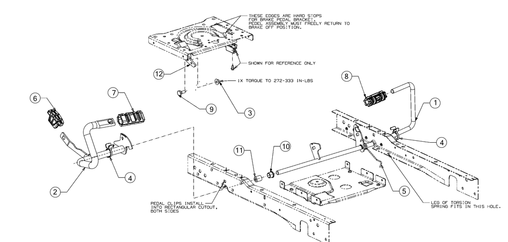 Pedals Diagram and Parts List for (13AQA2CA009)(2017) Cub Cadet Lawn Tractor